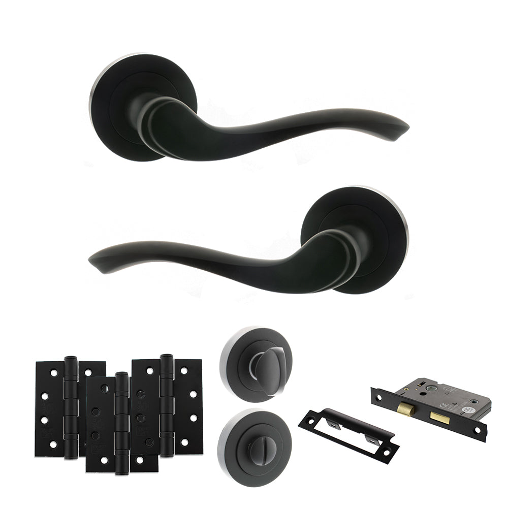 Old English Warwick Door Handle Pack in Matt Black