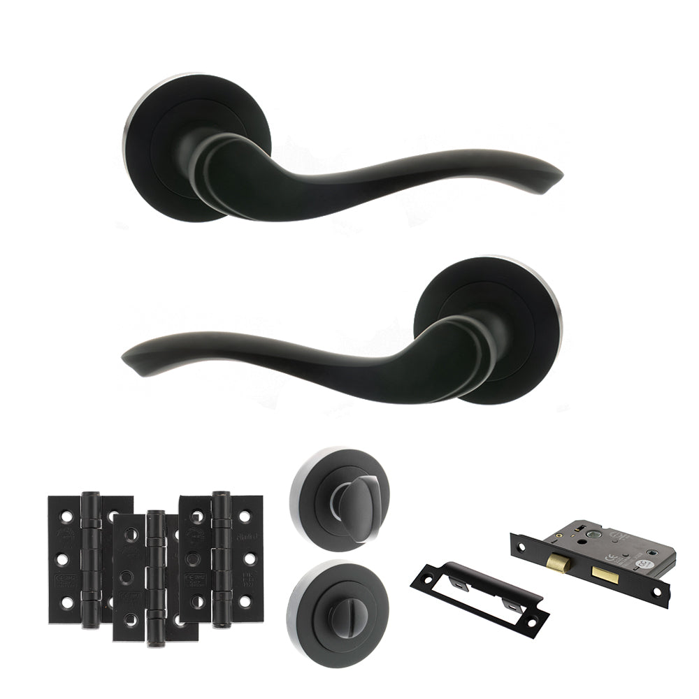 Old English Warwick Door Handle Pack in Matt Black