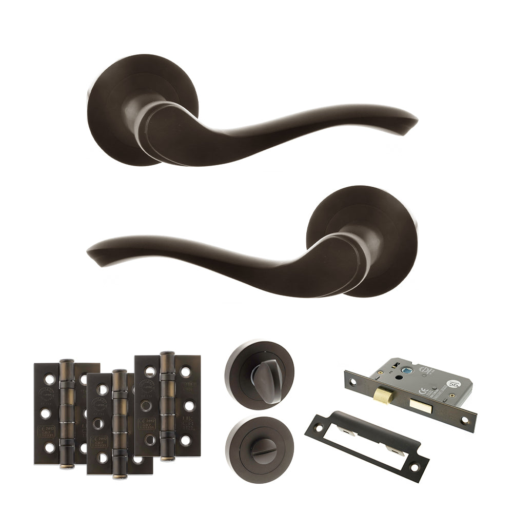 Old English Warwick Door Handle Pack in Urban Dark Bronze