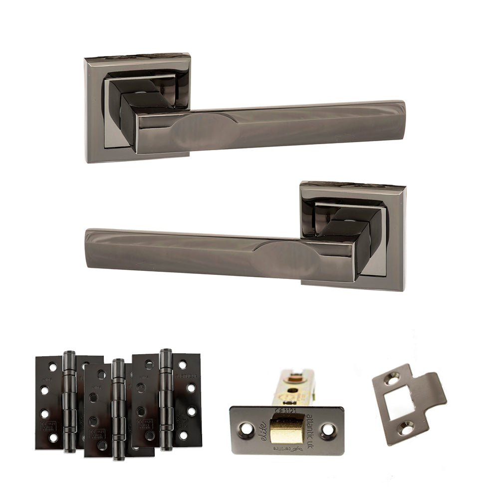 Kansas Door Handle Pack in Black Nickel