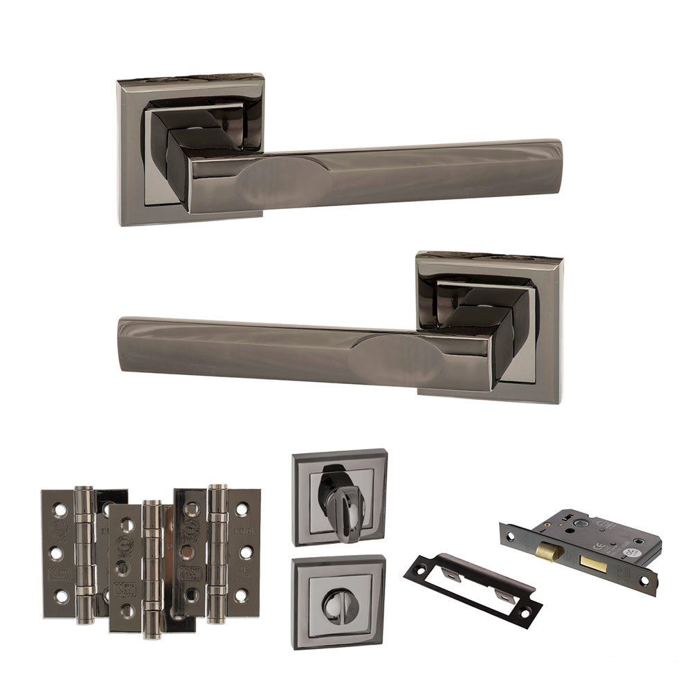 Kansas Door Handle Pack in Black Nickel