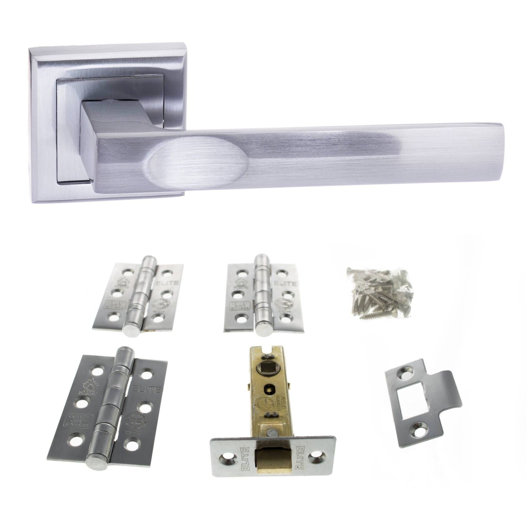 Kansas Door Handle Pack in Satin Chrome