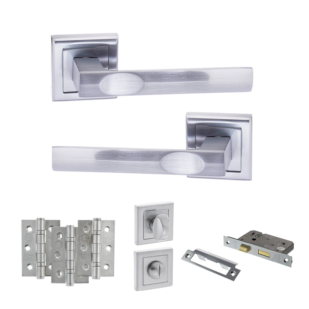 Kansas Door Handle Pack in Satin Chrome