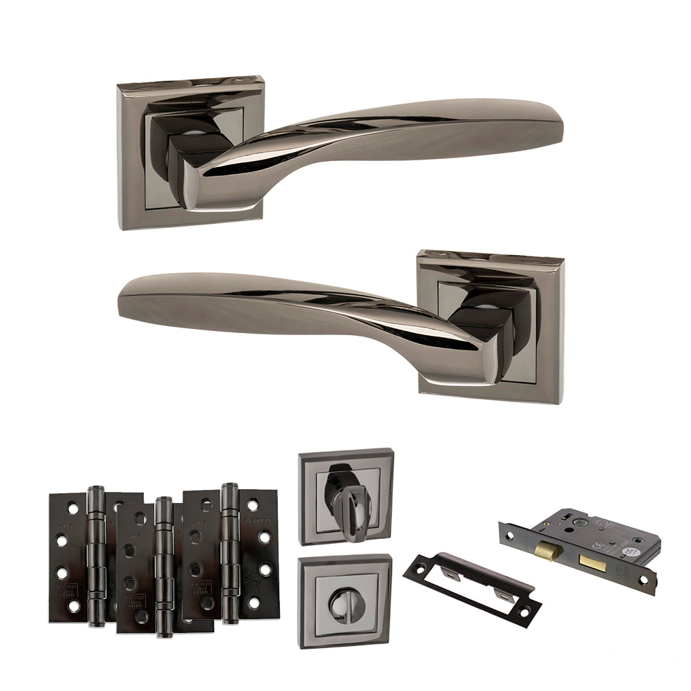 Oklahoma Door Handle Pack in Black Nickel