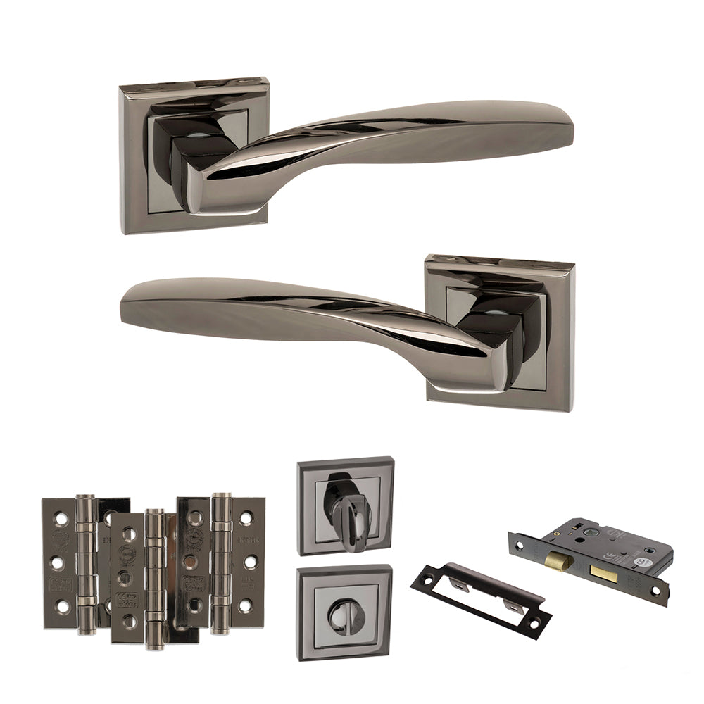 Oklahoma Door Handle Pack in Black Nickel