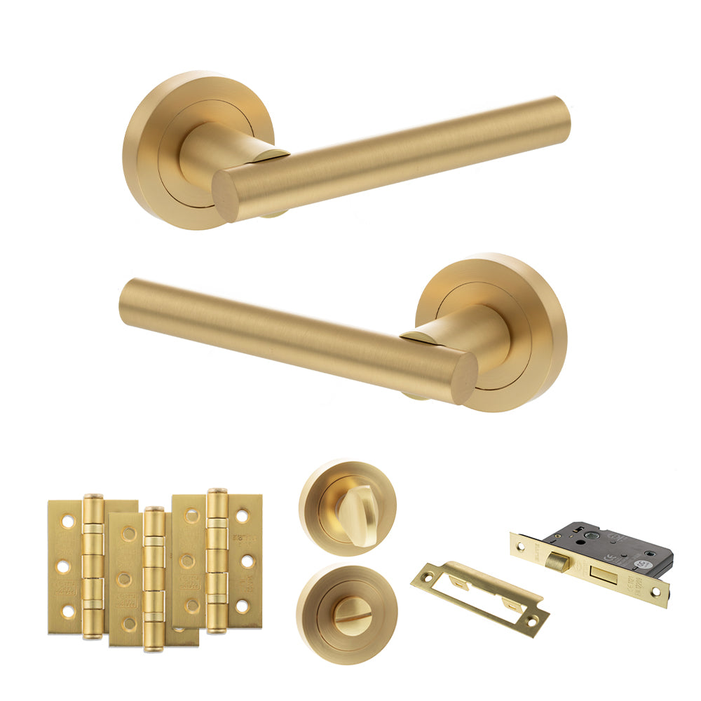Nebraska Door Handle Pack in Satin Brass