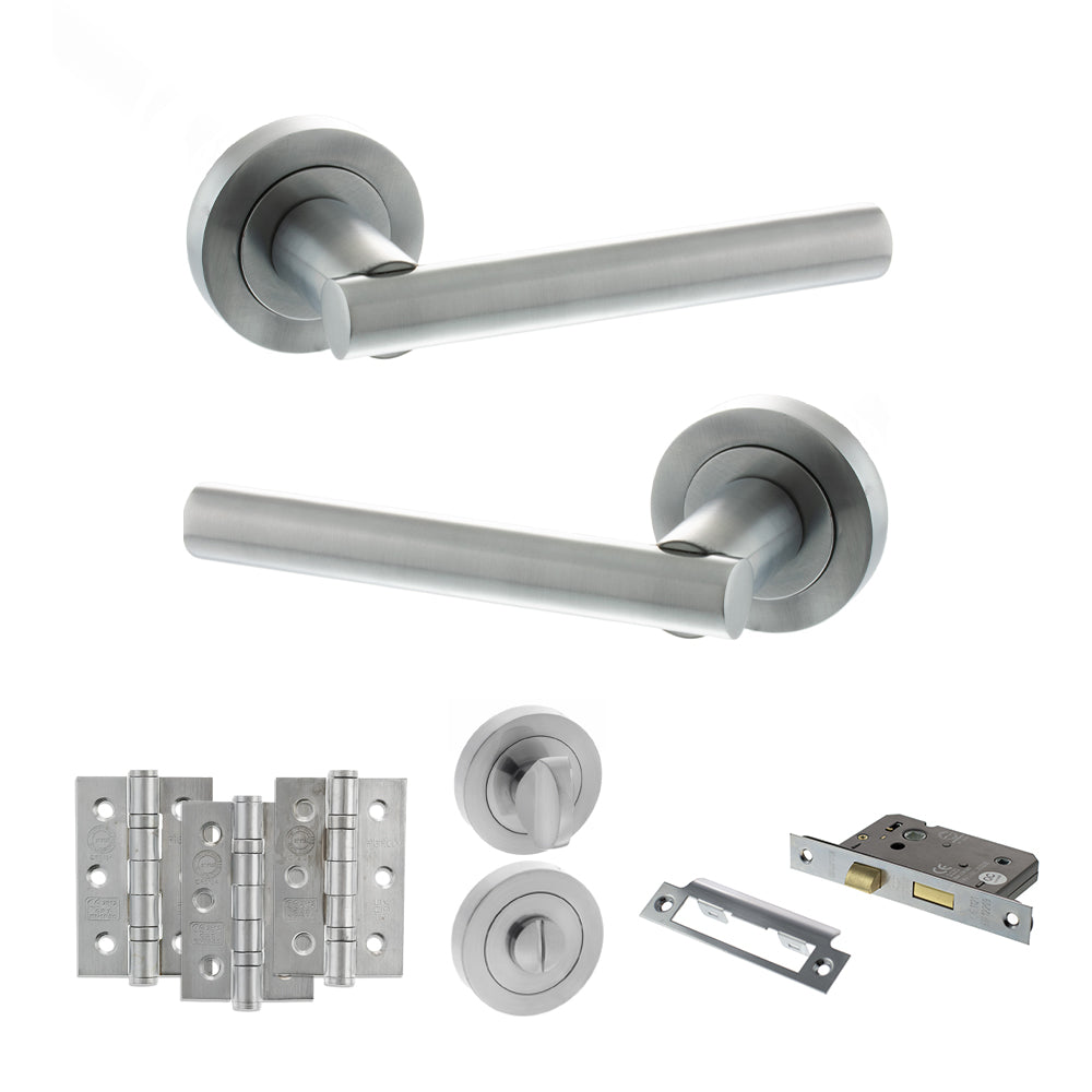 Nebraska Door Handle Pack in Satin Chrome
