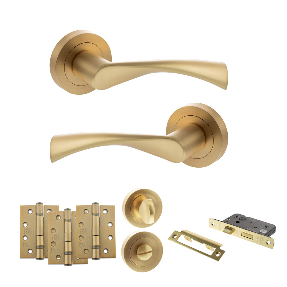 Colorado Door Handle Pack in Satin Brass