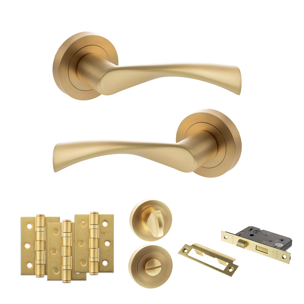 Colorado Door Handle Pack in Satin Brass