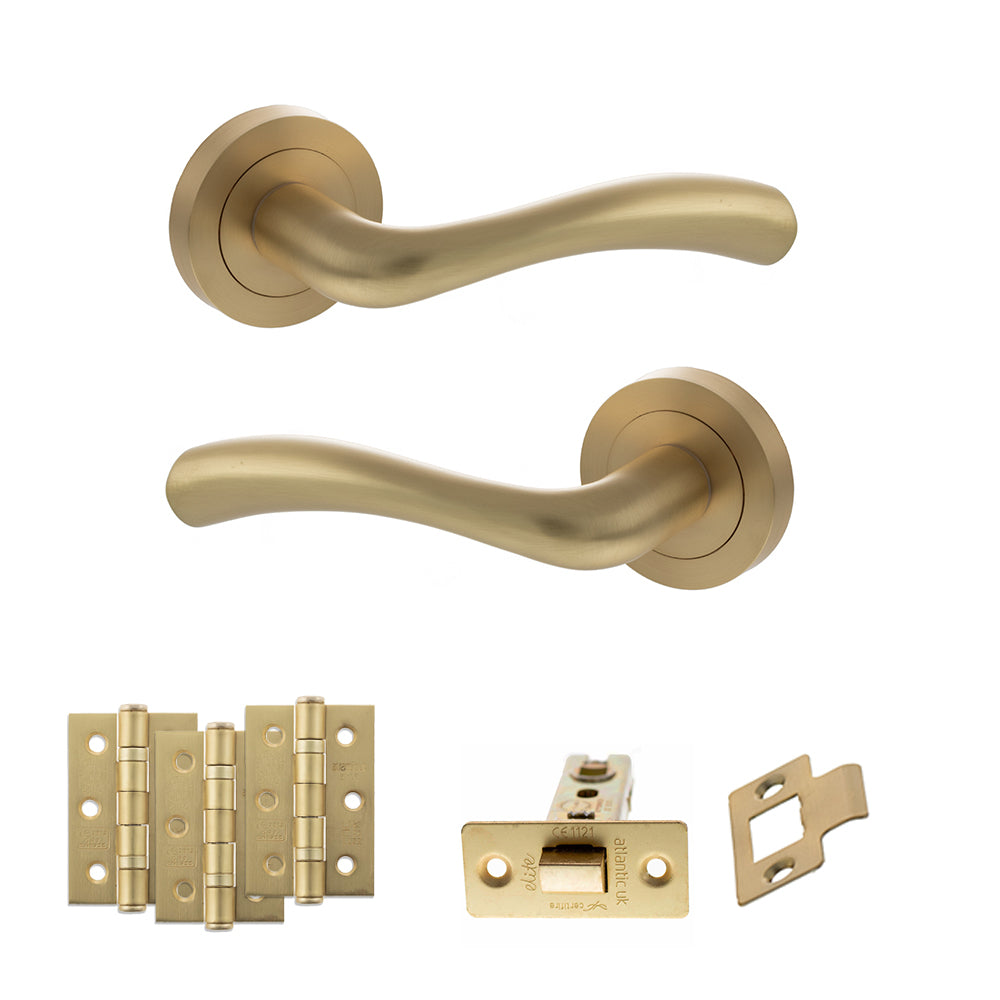 Texas Door Handle Pack in Satin Brass
