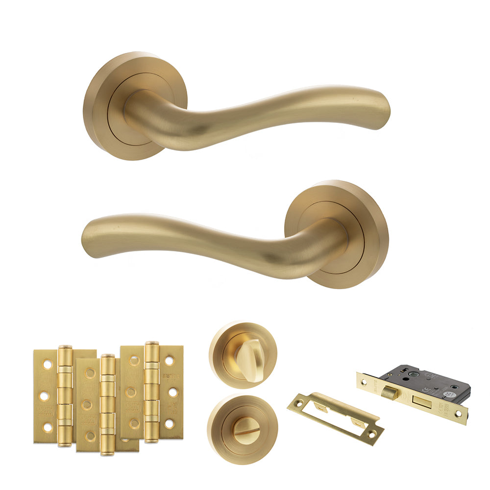 Texas Door Handle Pack in Satin Brass