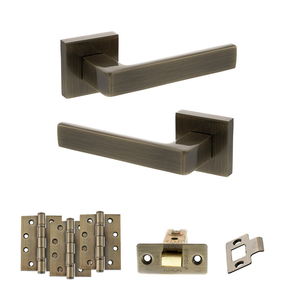 Montana Door Handle Pack in Antique Brass