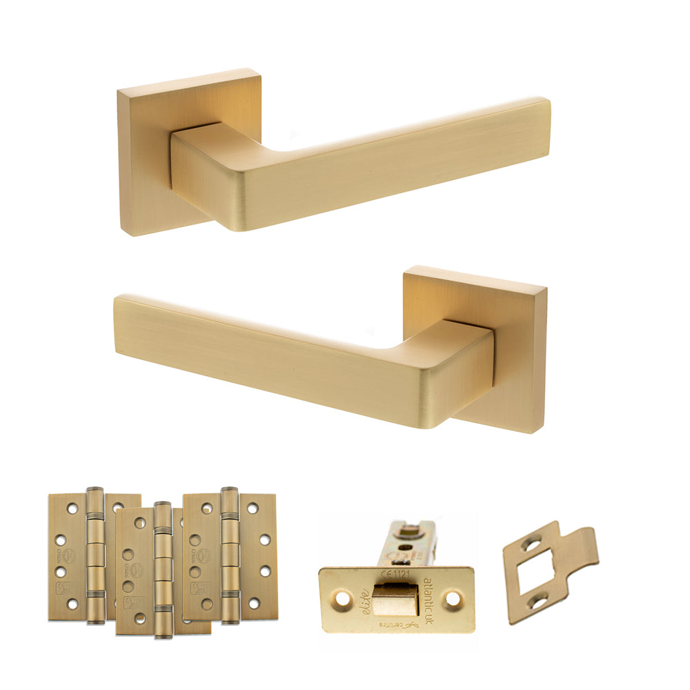 Montana Door Handle Pack in Satin Brass