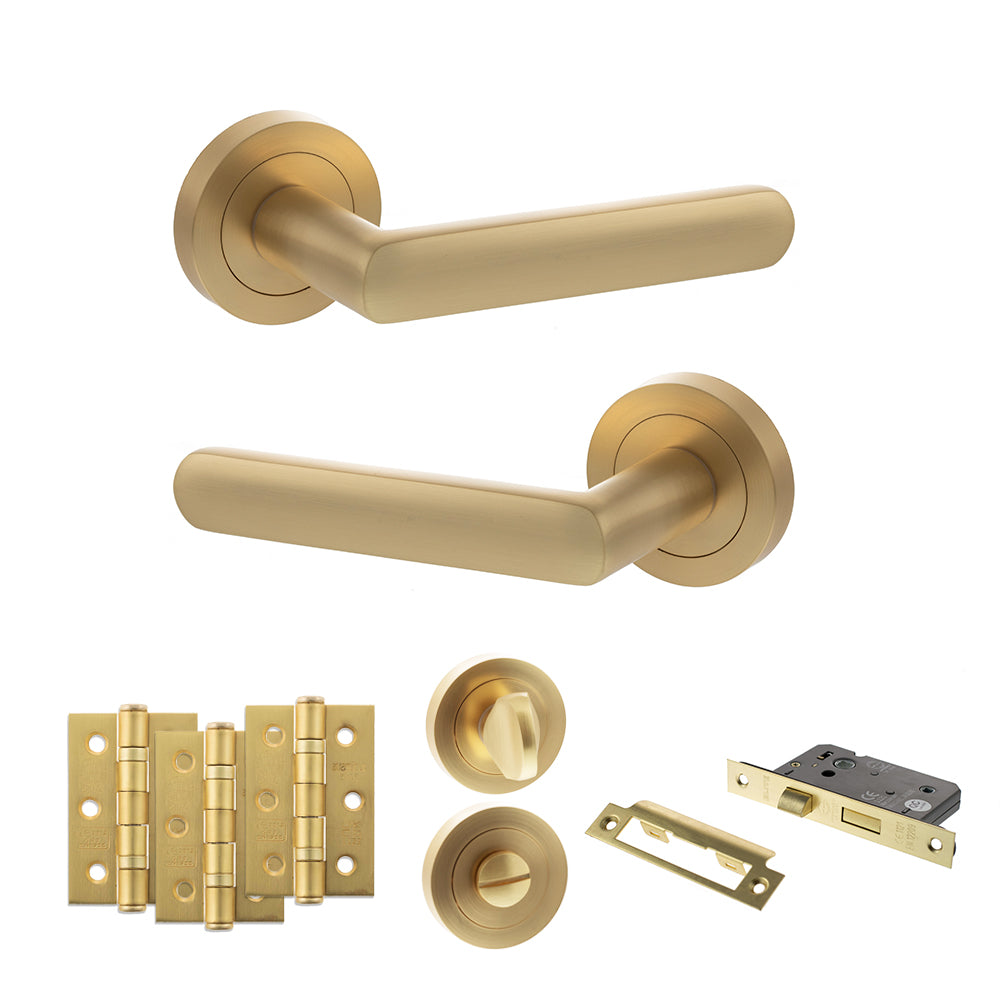 STATUS Carolina Door Handle Pack in Satin Brass
