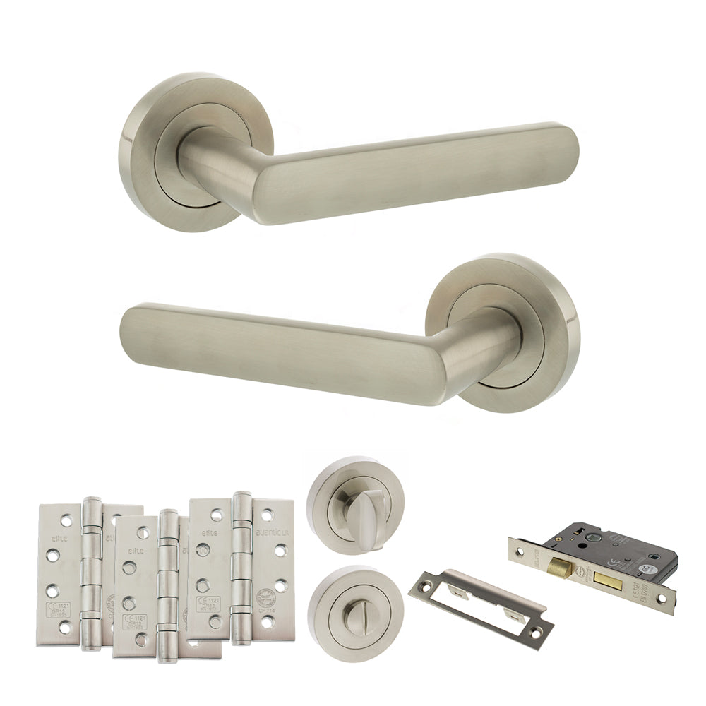 STATUS Carolina Door Handle Pack in Satin Nickel