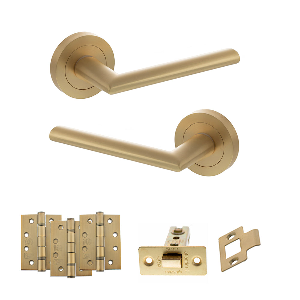 STATUS Alabama Door Handle Pack in Satin Brass