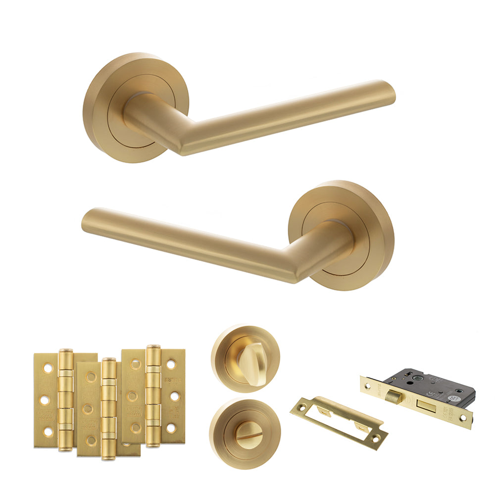 STATUS Alabama Door Handle Pack in Satin Brass