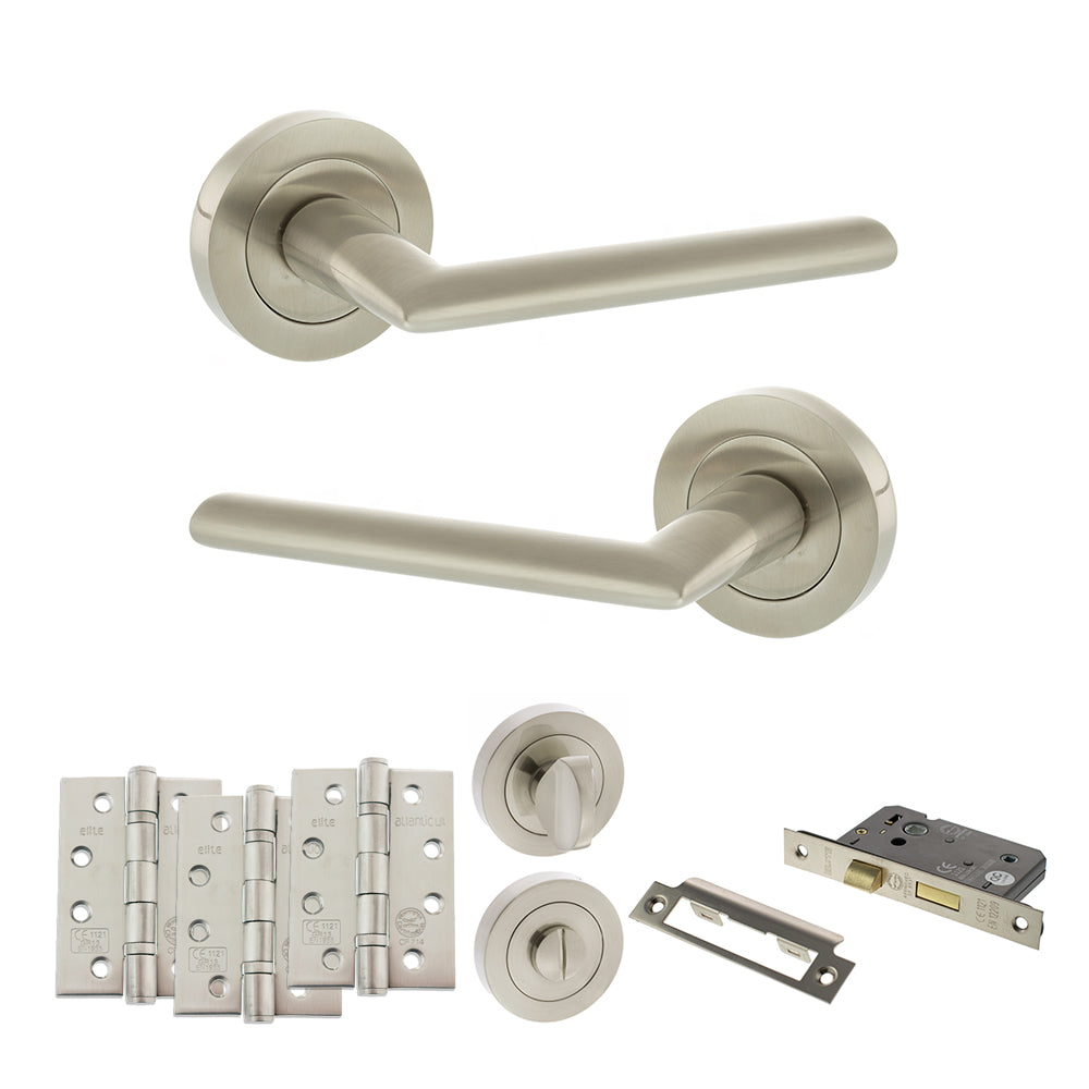STATUS Alabama Door Handle Pack in Satin Nickel