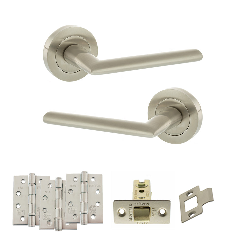 STATUS Alabama Door Handle Pack in Satin Nickel