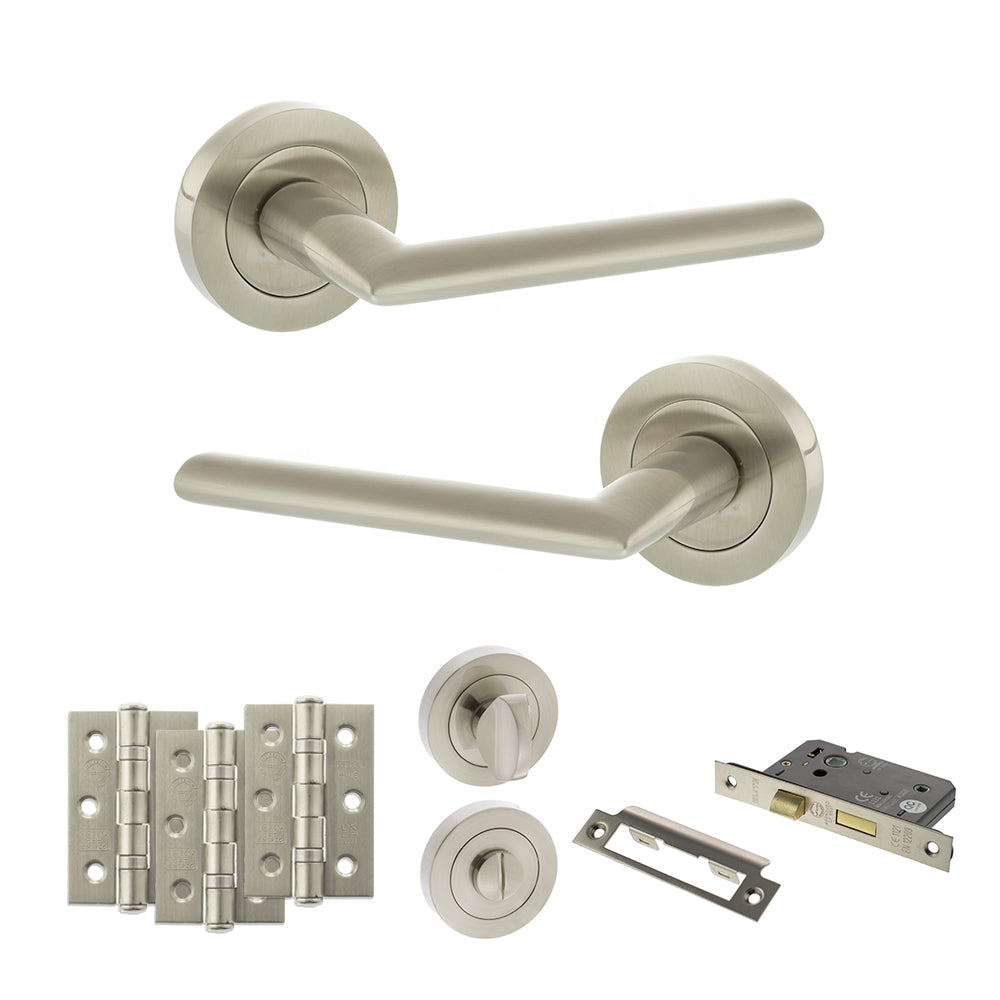 STATUS Alabama Door Handle Pack in Satin Nickel