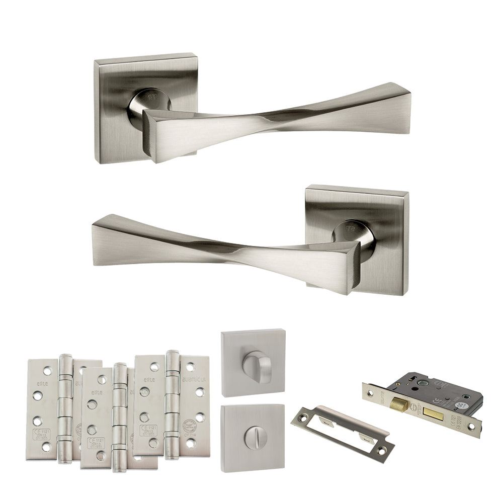 Senza Pari Guido Door Handle Pack in Satin Nickel
