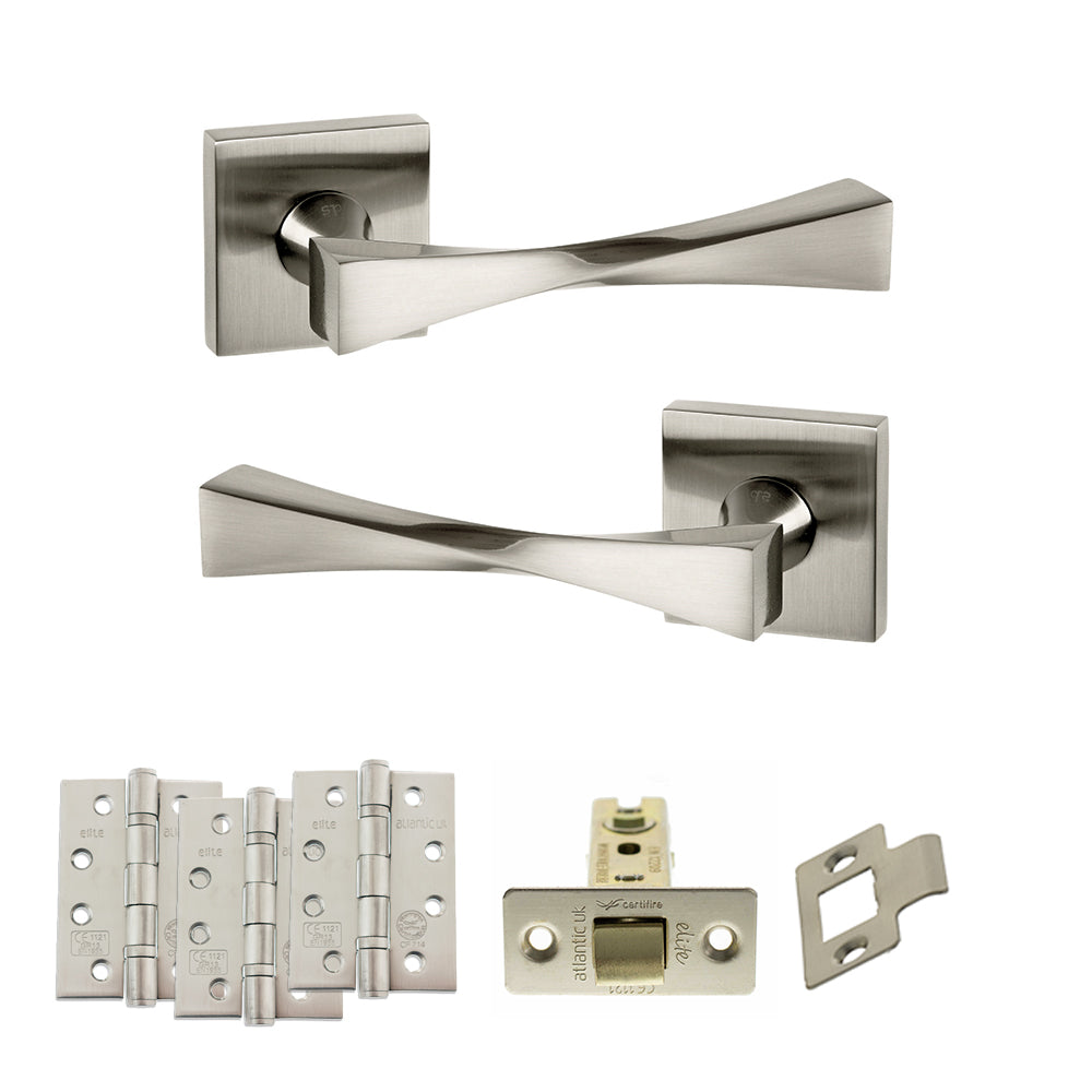 Senza Pari Guido Door Handle Pack in Satin Nickel