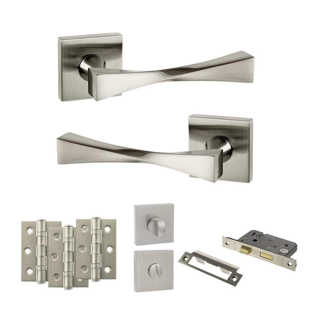 Senza Pari Guido Door Handle Pack in Satin Nickel
