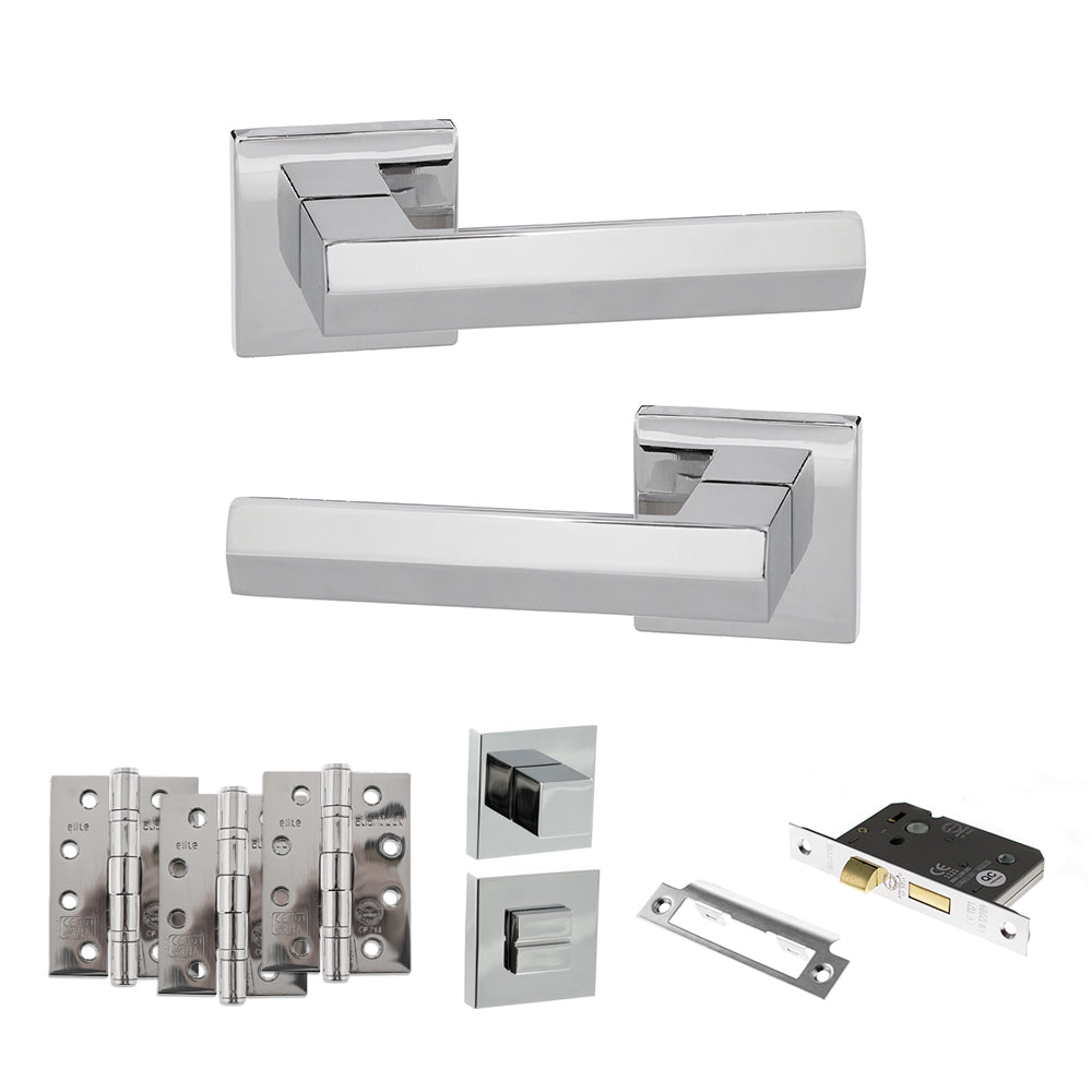Senza Pari Davoli Door Handle Pack in Polished Chrome