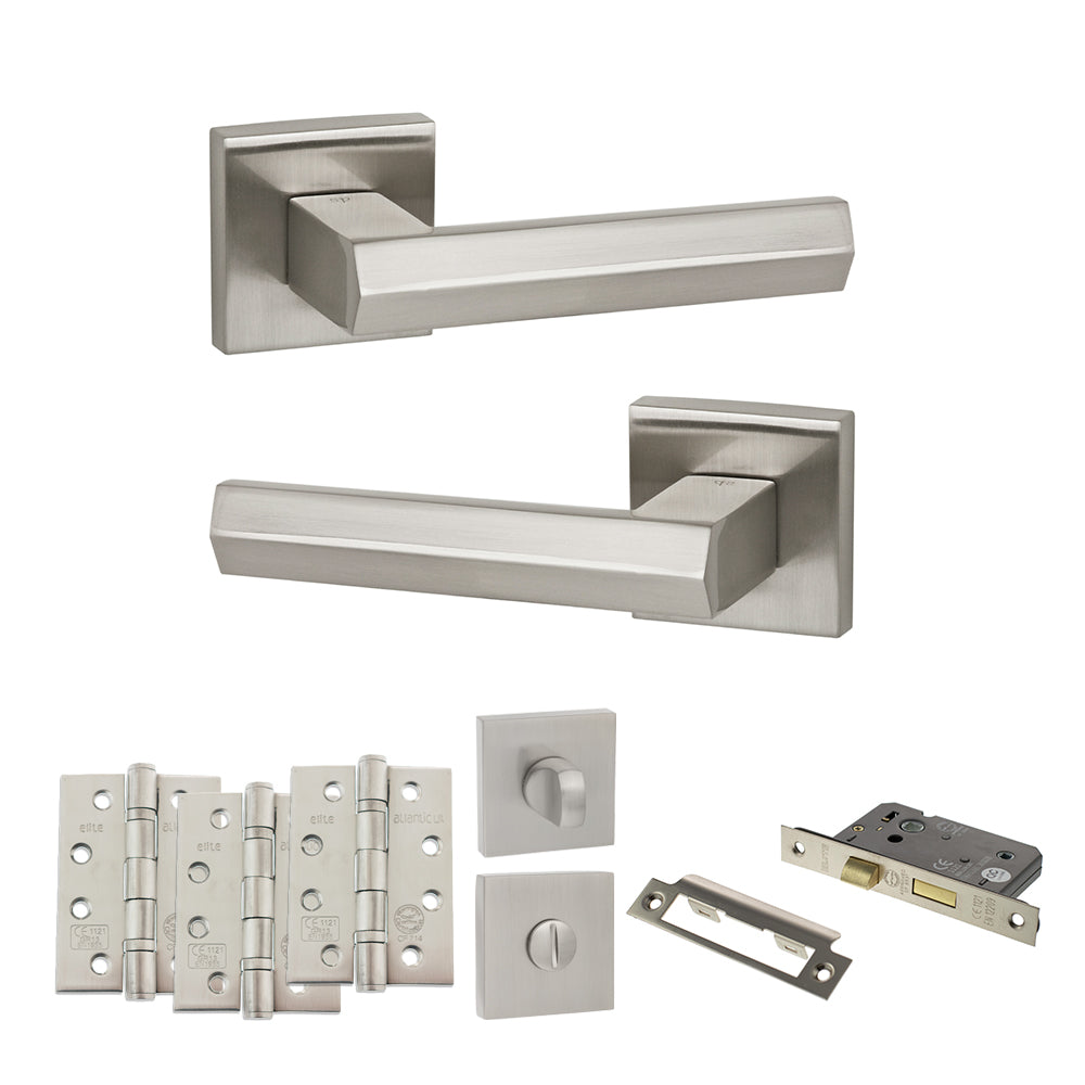 Senza Pari Davoli Door Handle Pack in Satin Nickel