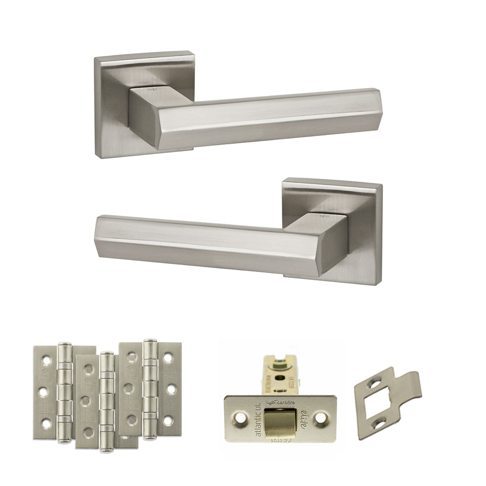 Senza Pari Davoli Door Handle Pack in Satin Nickel