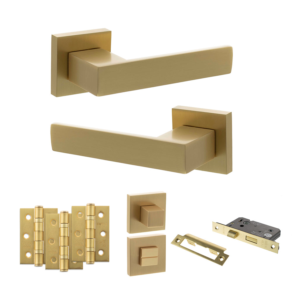 Senza Pari Panetti Door Handle Pack in Satin Brass