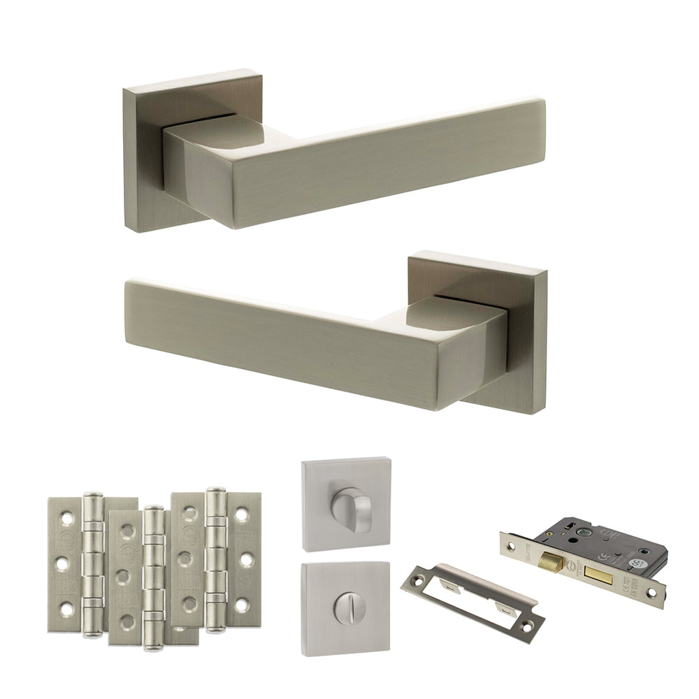 Senza Pari Panetti Door Handle Pack in Satin Nickel
