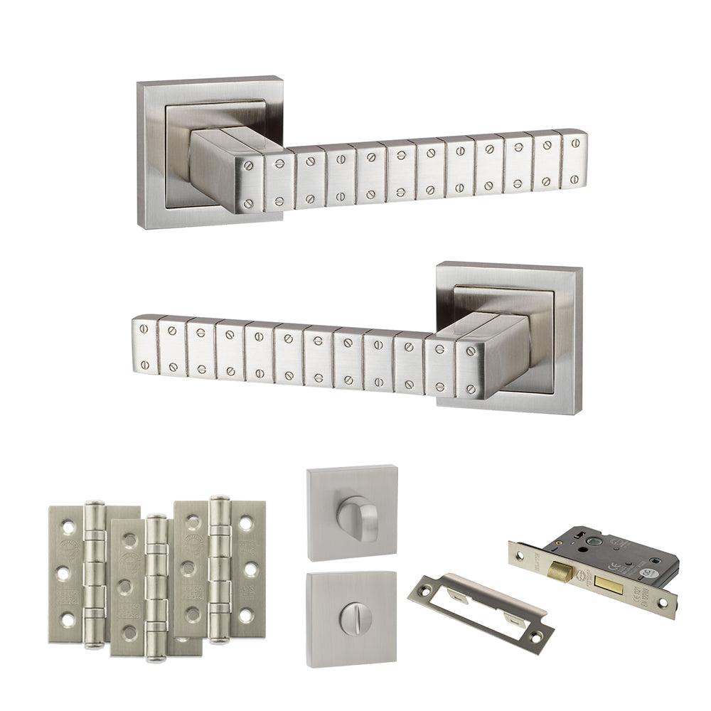 Senza Pari Bianca Door Handle Pack in Satin Nickel