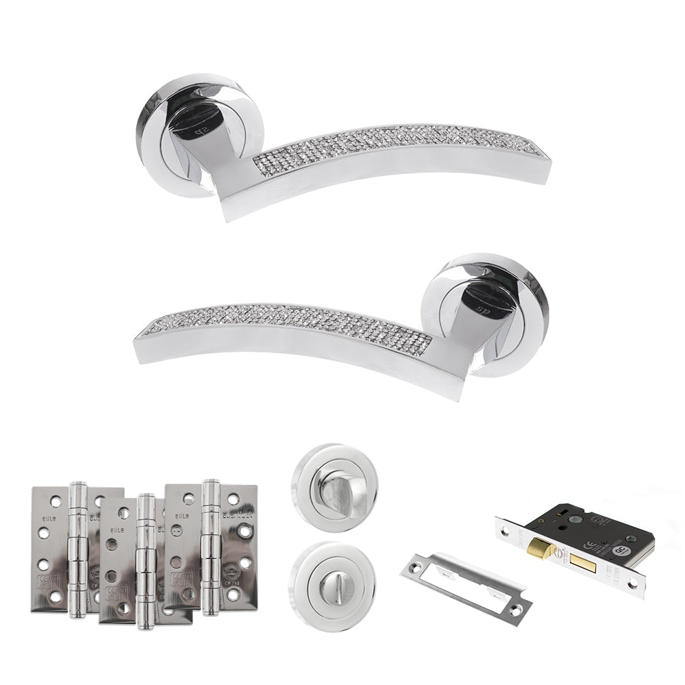 Senza Pari Crystal Door Handle Pack in Polished Chrome