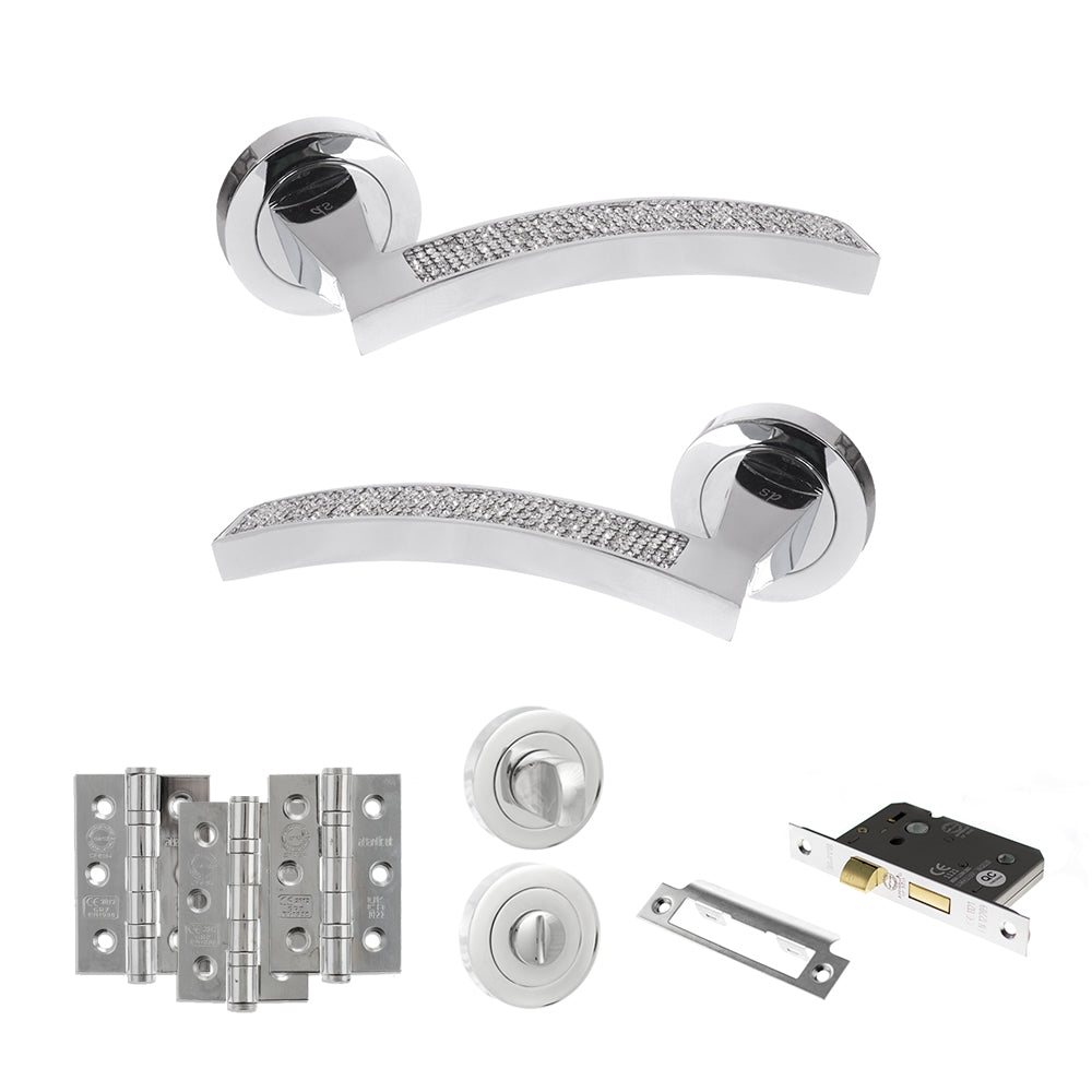 Senza Pari Crystal Door Handle Pack in Polished Chrome