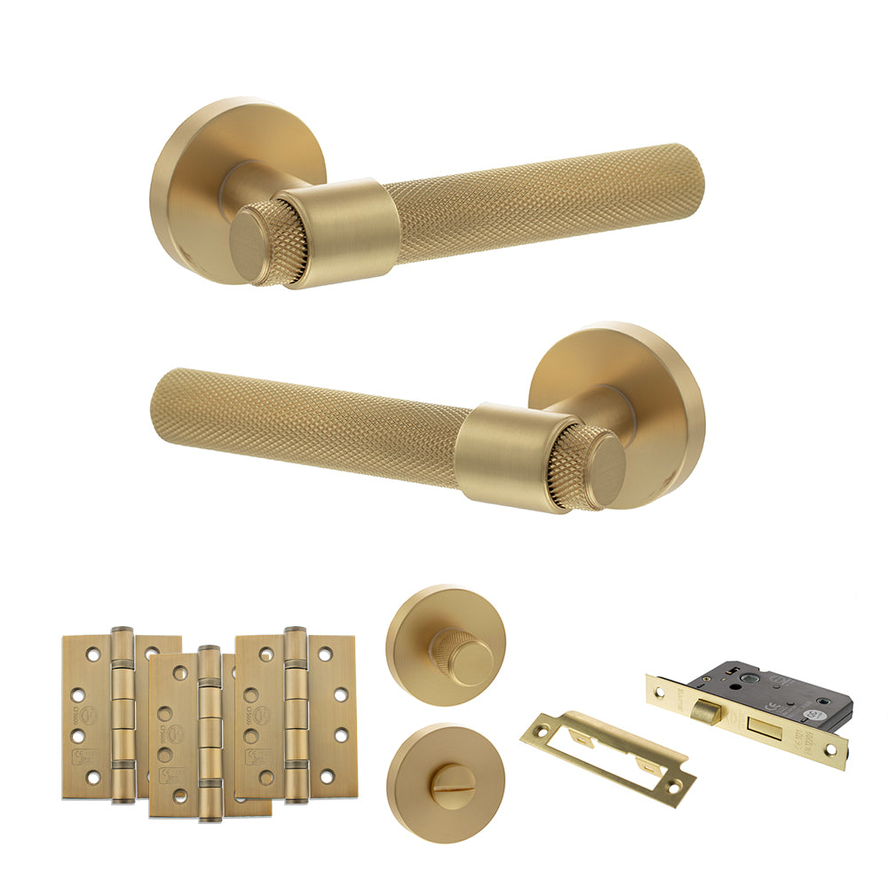 Senza Pari Andretta Door Handle Pack in Satin Brass