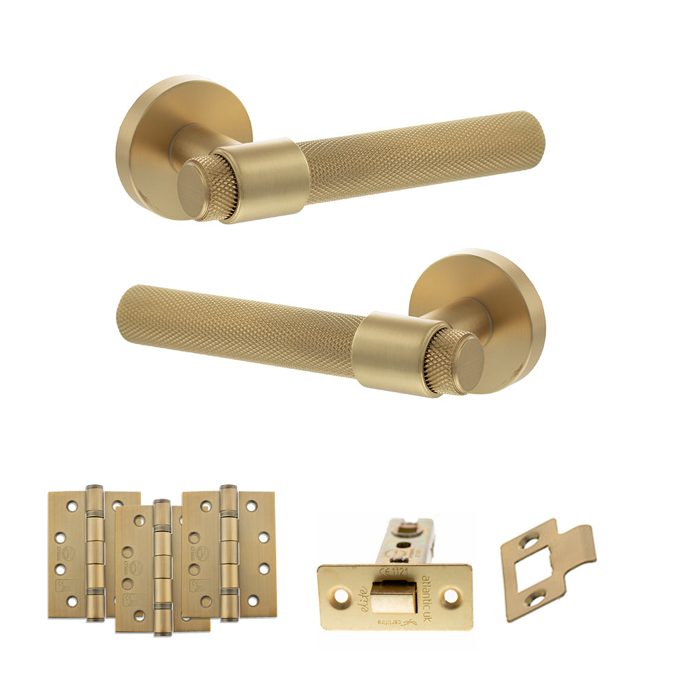 Senza Pari Andretta Door Handle Pack in Satin Brass