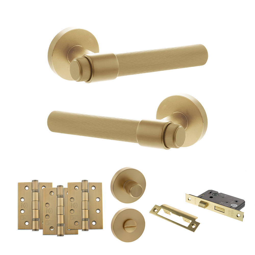 Senza Pari Fasana Door Handle Pack in Satin Brass