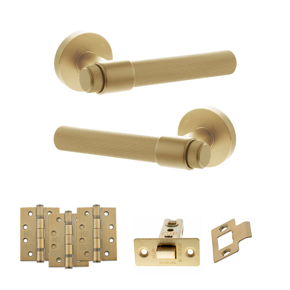 Senza Pari Fasana Door Handle Pack in Satin Brass