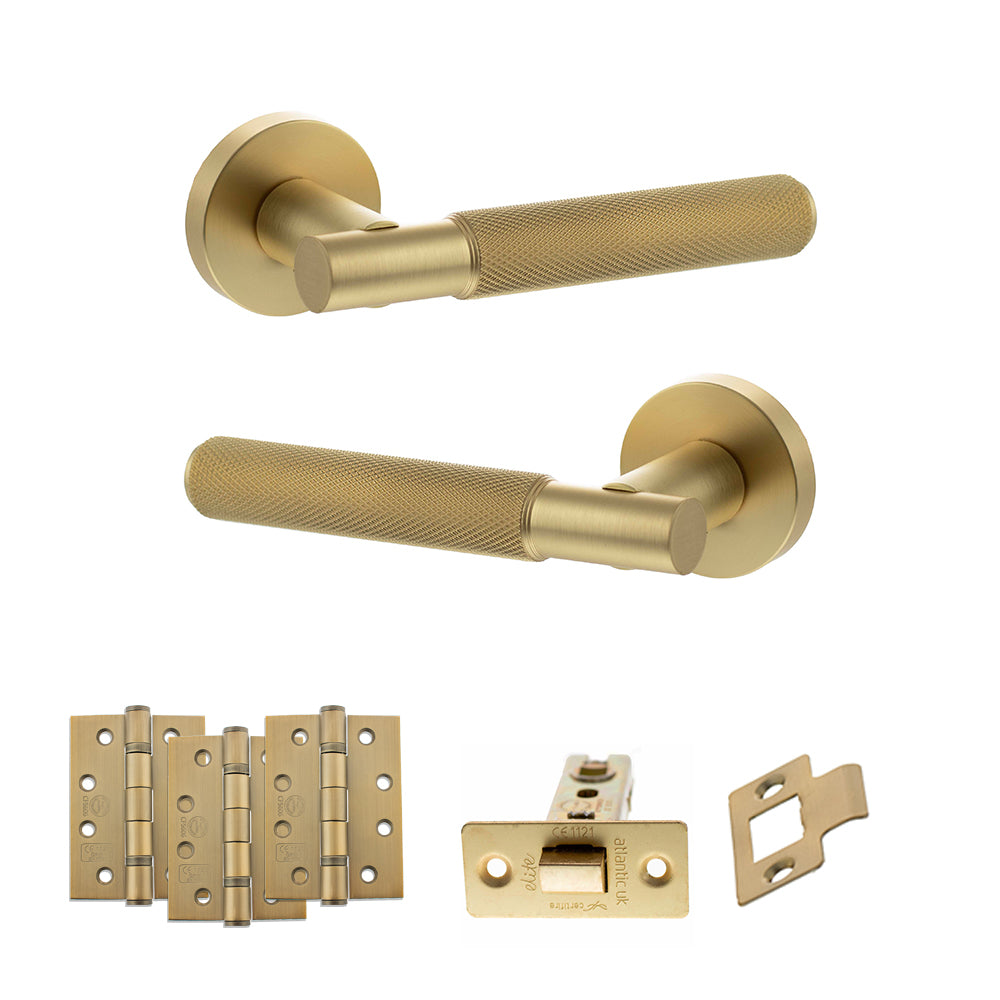 Senza Pari Rosarno Door Handle Pack in Satin Brass