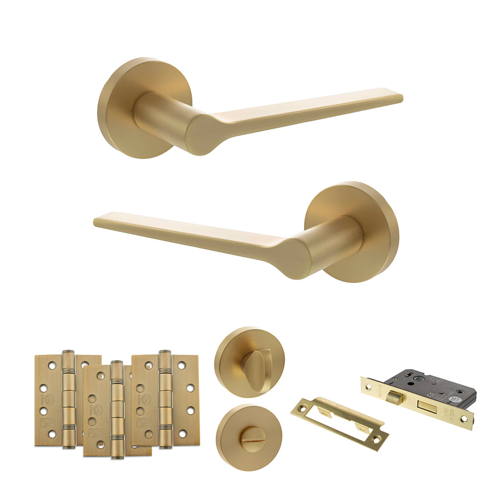 Senza Pari Laviano Door Handle Pack in Satin Brass