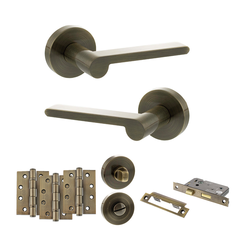Senza Pari Darrio Door Handle Pack in Antique Brass