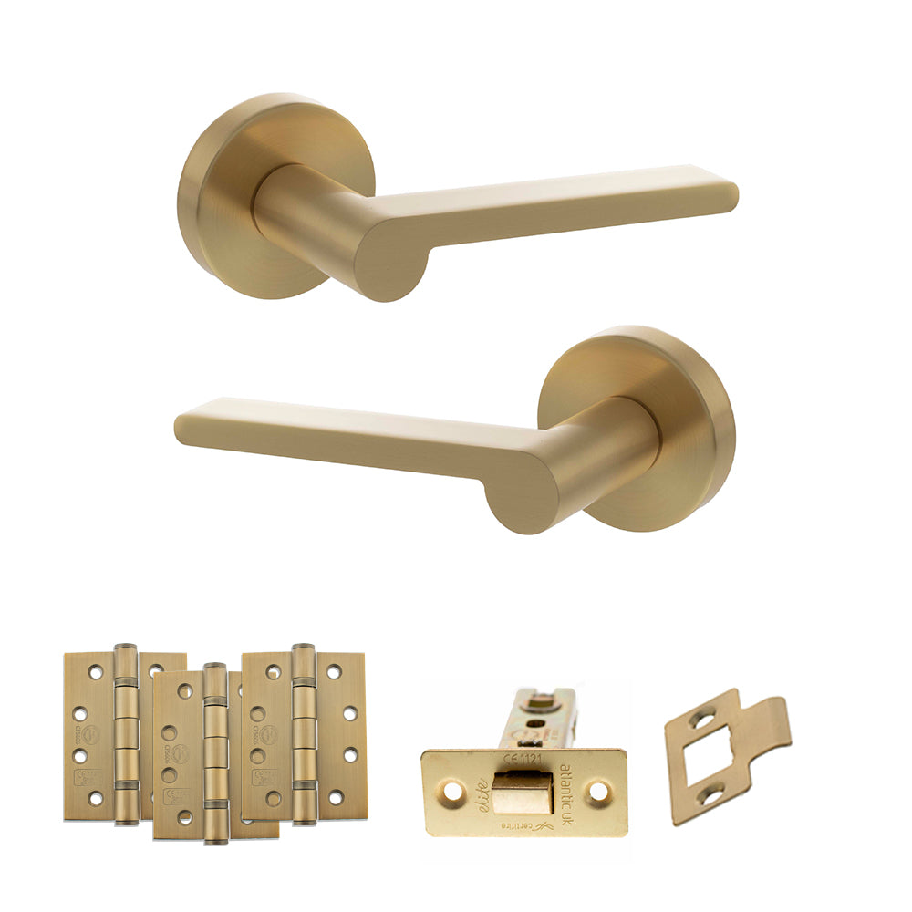 Senza Pari Darrio Door Handle Pack in Satin Brass