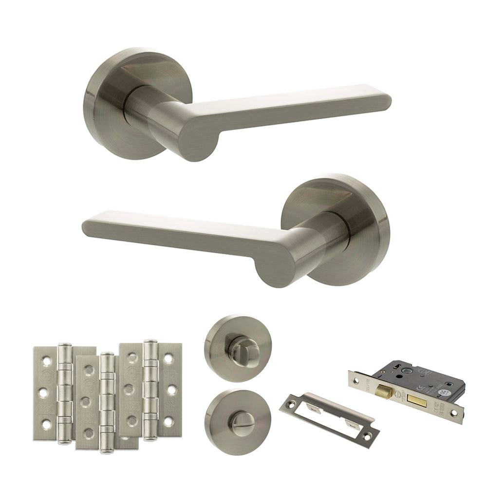 Senza Pari Darrio Door Handle Pack in Satin Nickel