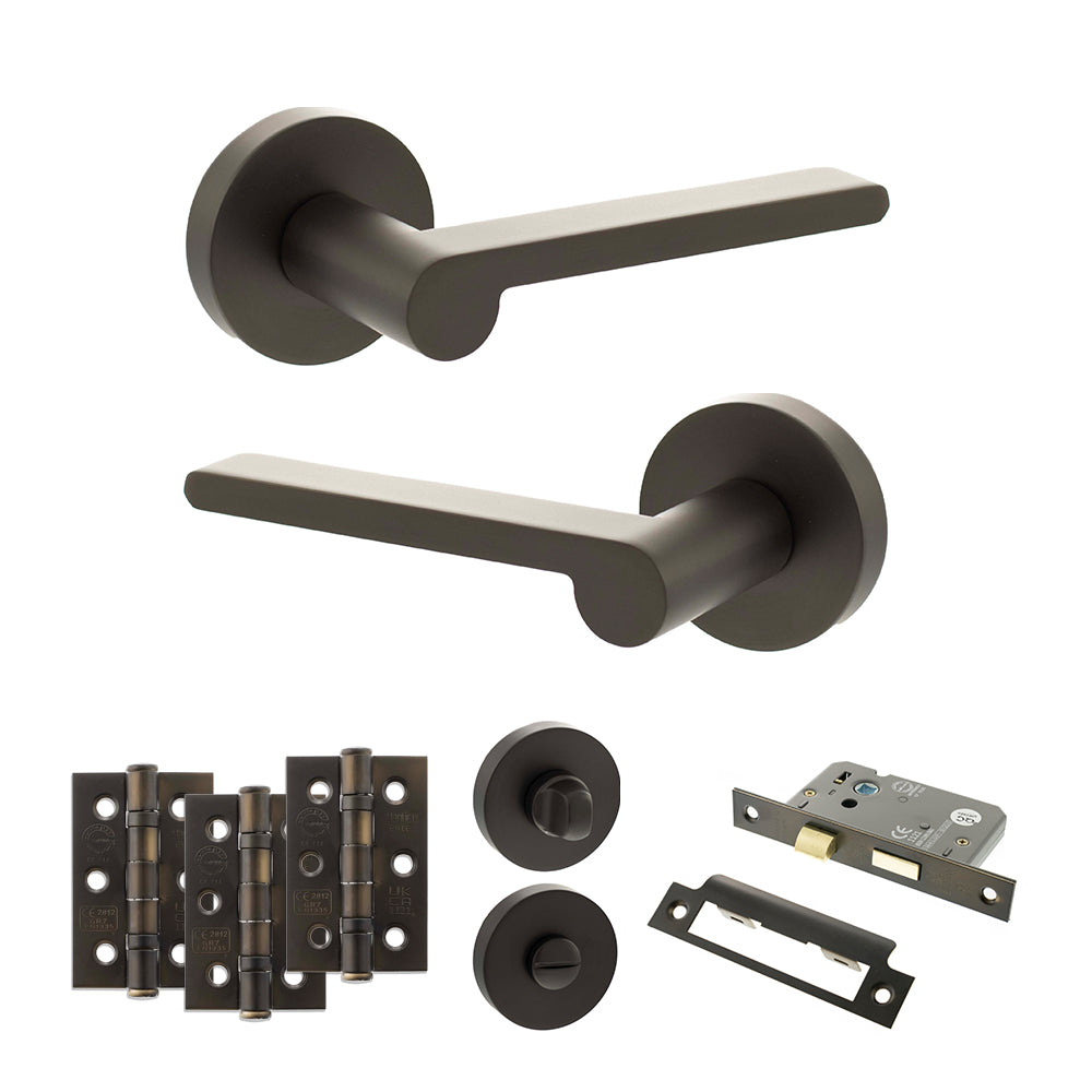 Senza Pari Darrio Door Handle Pack in Urban Dark Bronze