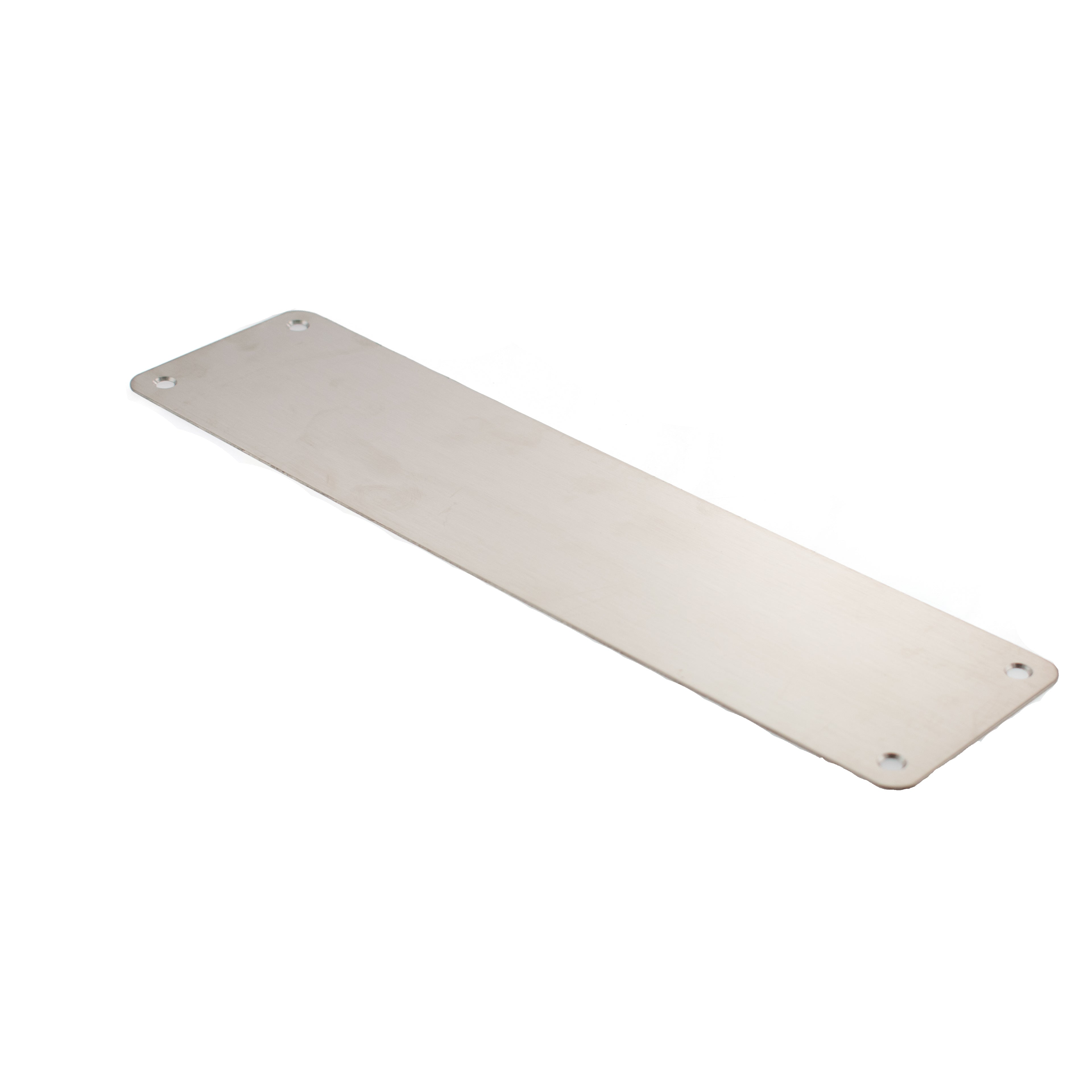 Atlantic Finger Plate Radius Corner Pre drilled with screws 300mm x 75mm - Satin Stainless Steel
