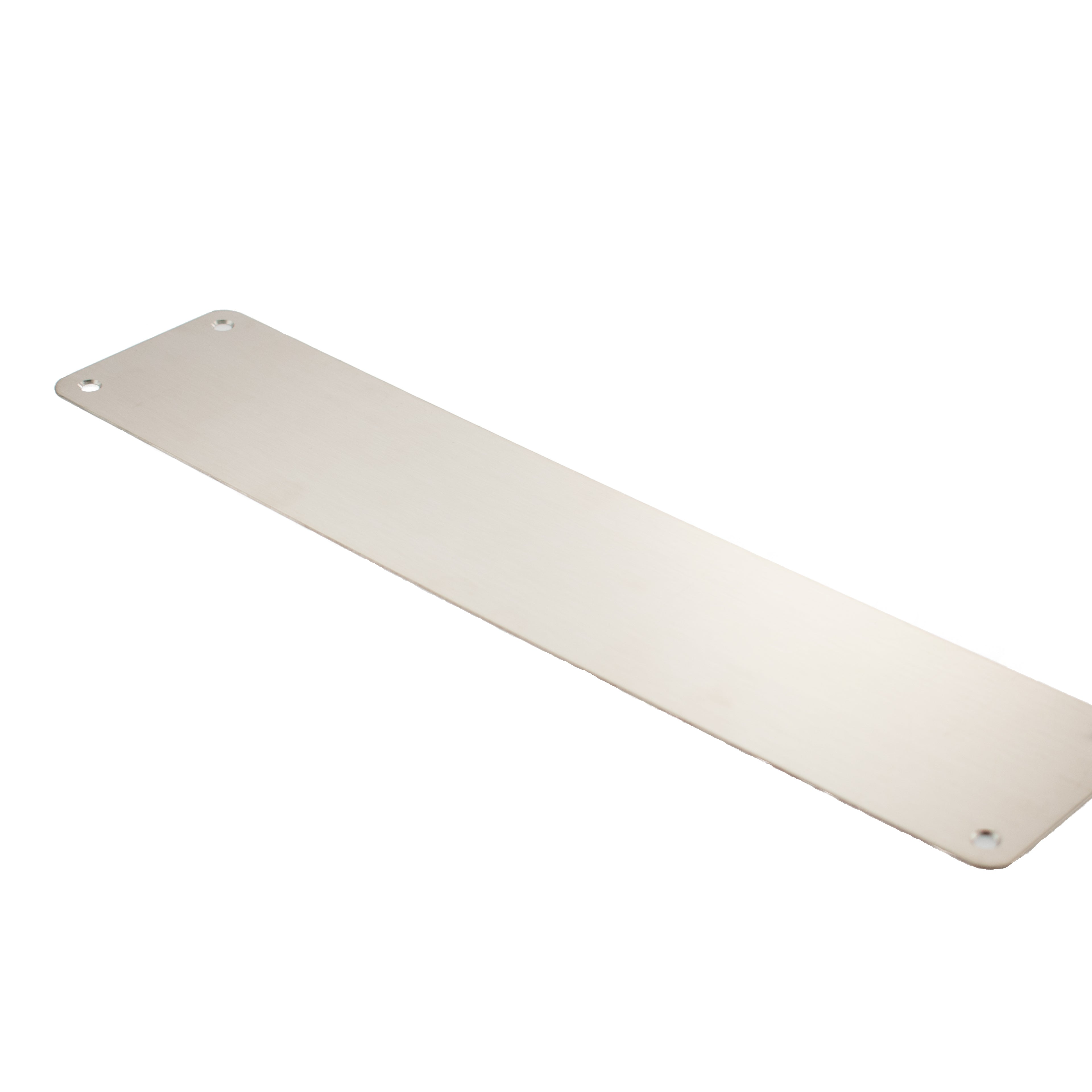 Atlantic Finger Plate Radius Corner Pre drilled with screws 350mm x 75mm - Satin Stainless Steel