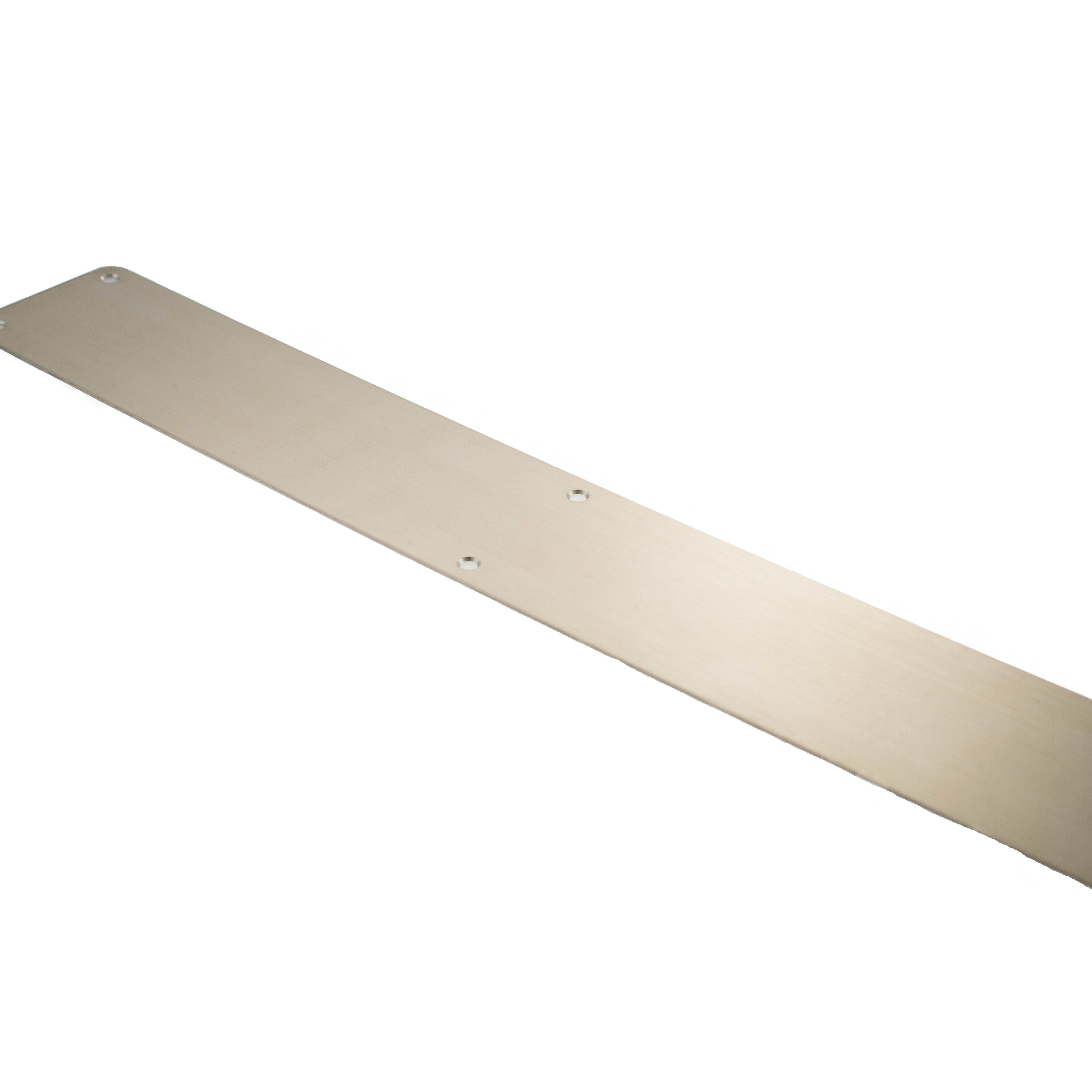 Atlantic Finger Plate Radius Corner Pre drilled with screws 650mm x 75mm - Satin Stainless Steel
