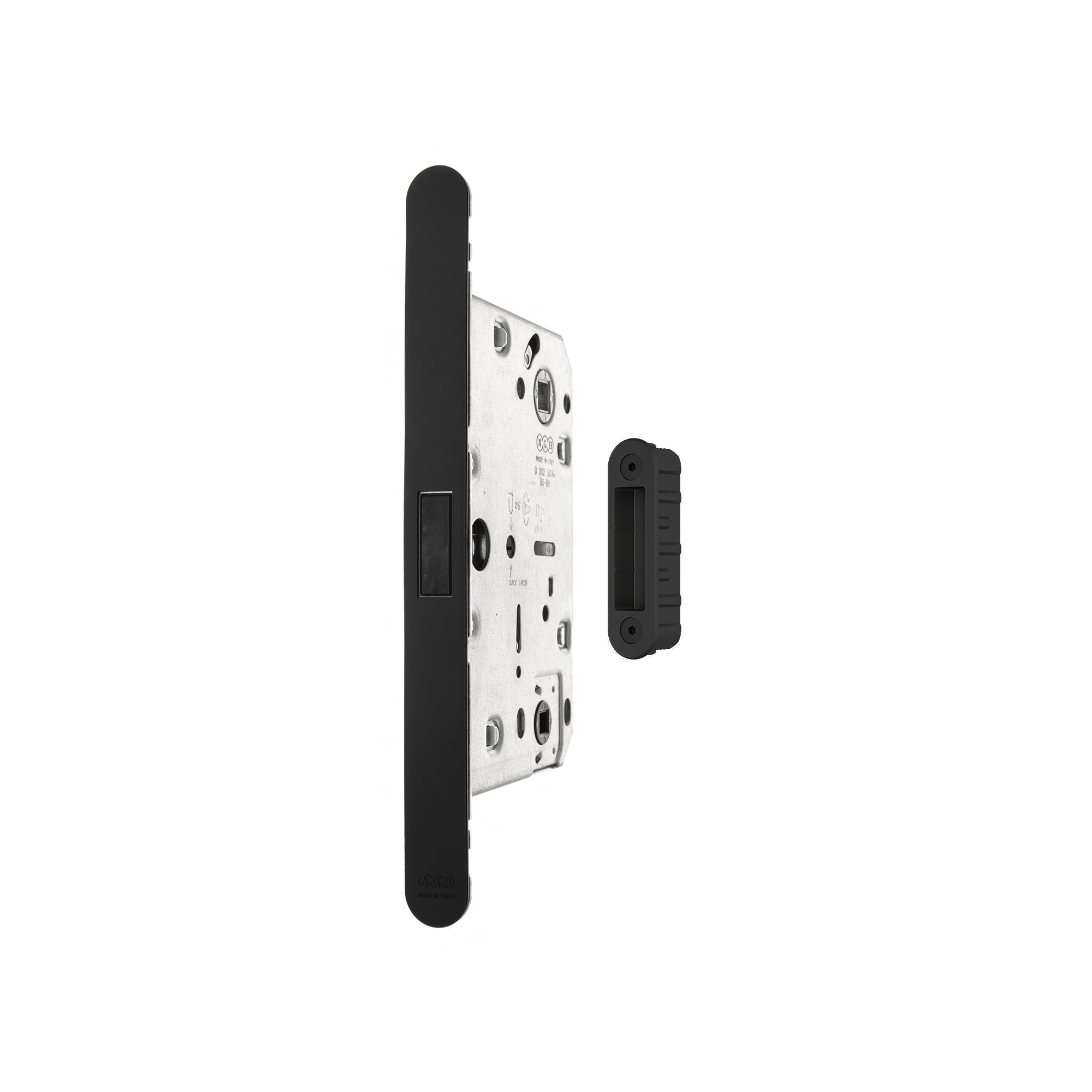 AGB Revolution XT Magnetic Bathroom Lock 60mm backset with strike plates for ALU doors - Matt Black