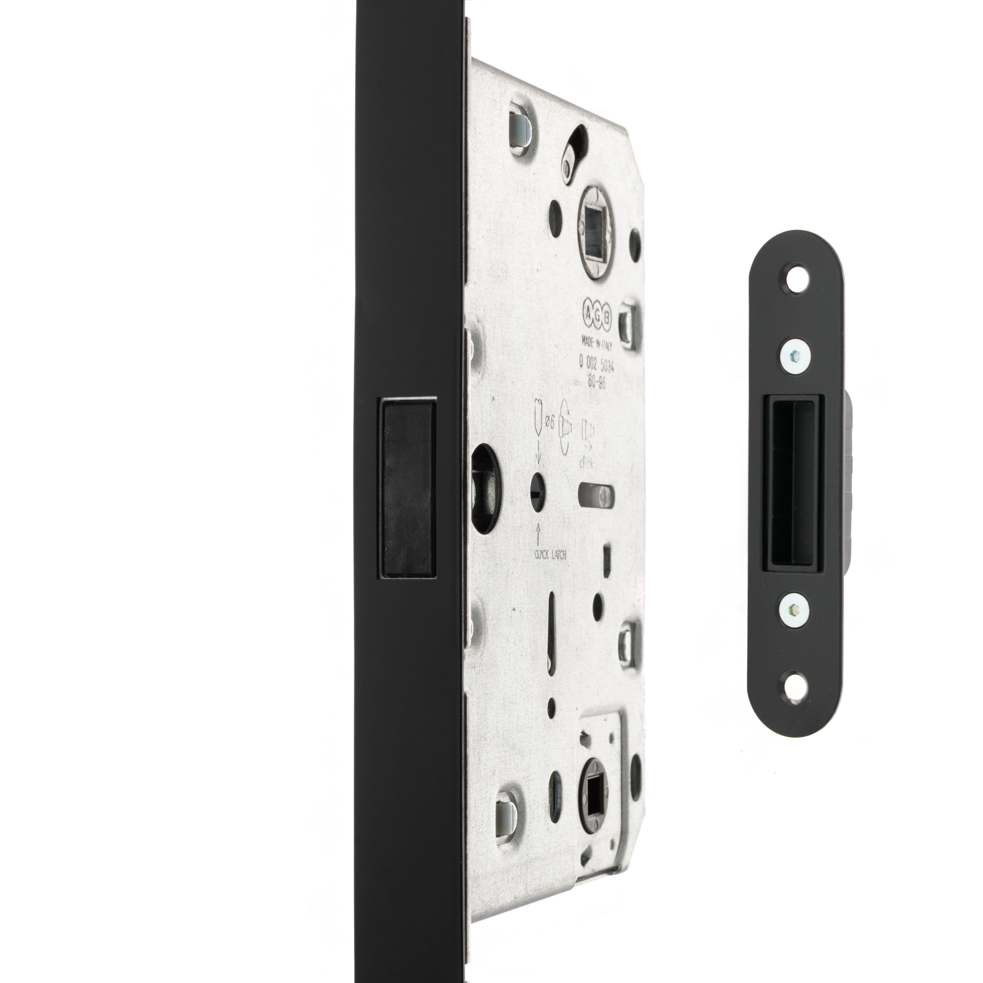 AGB Revolution XT Magnetic Bathroom Lock 60mm backset - Matt Black